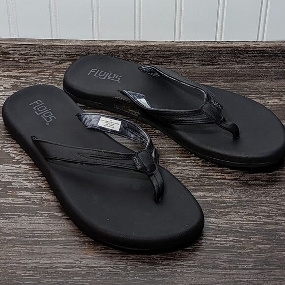 Flojos Black Women's Sandals - Picture 1 of 6